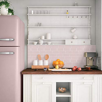 Smart Tiles Peel and Stick backsplash, Subway Blush Pink, 11.55"x8.38" - color: Blush Pink