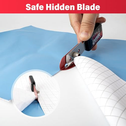 Gomake Vinyl Backing Cutter Bodyguard Vinyl Wrap Cutting Knife, Hidden Blade Wrapping Paper Roll Cutter Vinyl Cutter for Car Tinting and Backing Paper Cutter with 10 Titanium Coated Blades