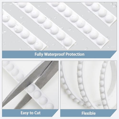 197" x 0.39" Peel & Stick Beaded Decorative Molding Trim, Flexible 3D Half-Round Dot Edge Strip for Home Decoration, Bathroom Mirror Frame, Cabinet, Backsplash Tile (Unfinished White) - size: 197" x 0.39"