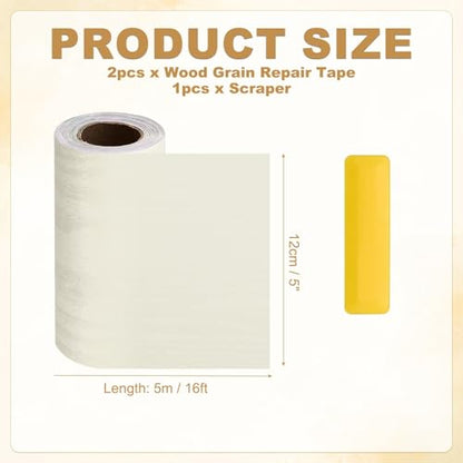 HARFINGTON Wood Grain Repair Tape 5" x16ft Self-Adhesive Repair Patch - color: Beige Wood, size: 5" x 16ft