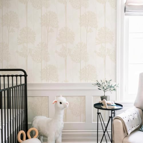 JiffDiff Warm White Self Adhesive Peel and Stick Wallpaper 17.3" X 400" - color: Warm White, size: 17.3" x 400"
