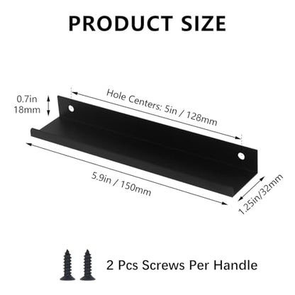 30 Pack Black Cabinet Handles Modern Drawer Pulls, Finger Edge Pull - color: 30 Pack, size: 5in(128mm) Hole Centers