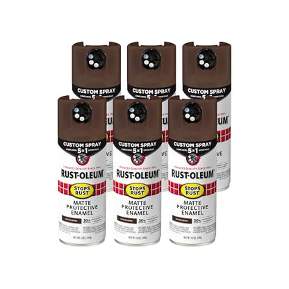 Rust-Oleum Stops Rust Custom 5-in-1 Spray Paint, Matte Spiced Cocoa - color: Matte Cocoa Brown, size: 12 Ounce (Pack of 6)