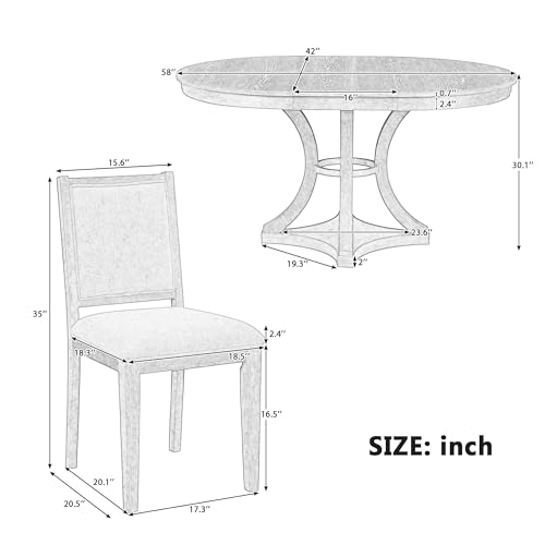 Dining Chair and Extendable Table Set, 5-Piece, Espresso Wood - color: Espresso