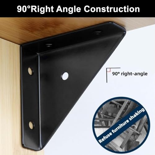Zorfeter 10Pcs 38mm x 38mm Black Corner Brace Brackets