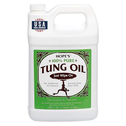 Hope's 100% Pure Tung Oil, Natural Food Safe Wood Finish & Sealer 128 Fl Oz