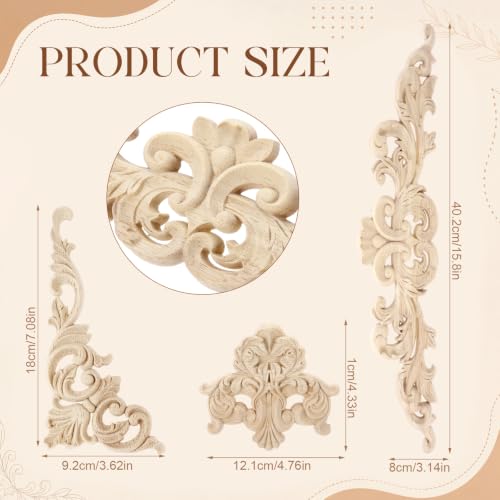 Croblissful 8 Pcs Wood Appliques and Onlays, Rustic Style, Large Size - size: Large Size, style: Rustic Style