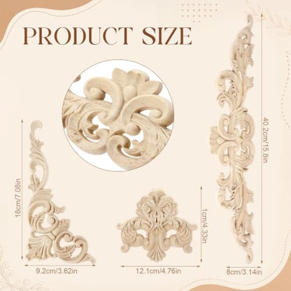 Croblissful 8 Pcs Wood Appliques and Onlays, Rustic Style, Large Size - size: Large Size, style: Rustic Style