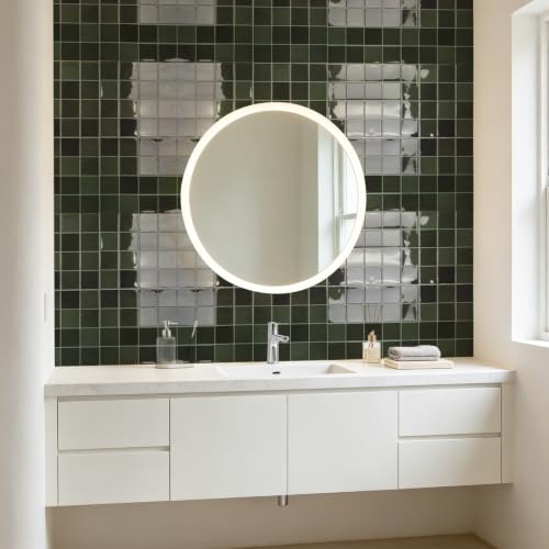 Art3d Grid Design Peel and Stick Backsplash, 10-Pack, 12 x 12 in, Green - color: Green