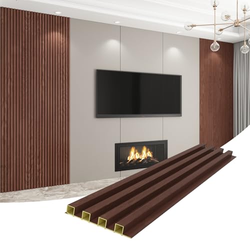 Slat Wall Panel 8-Pack, 118’’x6.1’’, Walnut - size: 118’’x6.1’’-Walnut