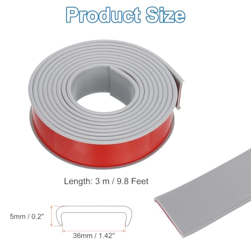 PATIKIL TPE U-Shape Edge Banding, 1-7/16 Inch x 9.8ft Self Adhesive Flexible Veneer Edging Trim Furniture Edge Protector for Shelf Cabinet Table Repair Restoration, Grey - size: 9.8Ft x 1.42"