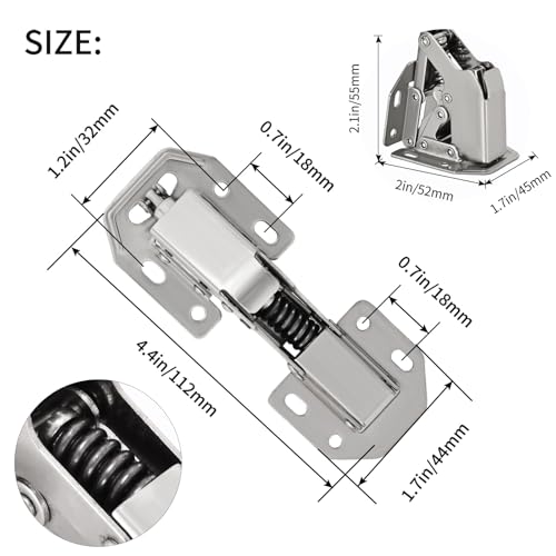 BADALU 8-Pack Hidden Hinges for Cabinet Doors Frameless, Concealed Cabinet Hinges, 90 Degree Surface Mount Hinges 4.2 in (No Cup Grooving) - style: 90 degree Surface Mount Hinges - 8 Pack