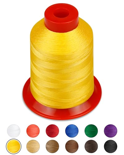 FIVEIZERO Extra Strong Upholstery Thread,1000m Bonded Nylon Thread, Yellow - color: Yellow