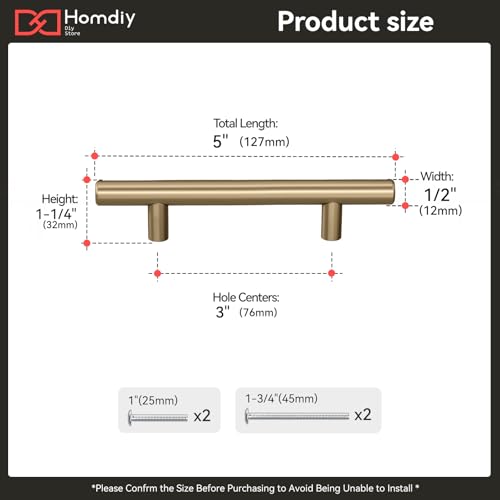homdiy 20 3in Cabinet Handles Champagne Bronze Kitchen Cabinet Pulls Drawer Pulls for Dresser Drawers - color: Champagne Bronze, size: 3in hole centers