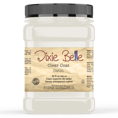Dixie Belle Paint Company - Clear Coat Satin (32oz) - Polyacrylic Topcoat - color: Satin, size: 32 Fl Oz (Pack of 1)