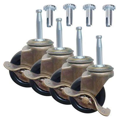 1-1/2 Inch Antique Caster Wheels, Furniture Casters 5/16 Inch x 1-1/2 Inch (8 x 38mm) Casters for Furniture Sofa Chair Cabinet Set of 4 - style: 1.5 Inch with Brake