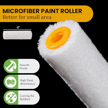Mister Rui Mini Paint Roller Covers 24 Pieces, 4 Inch Microfiber Rollers