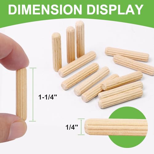 1/4" x 1-1/4" Wooden Dowel Pins - FoDau770 Beech Wood Dowel Rods - 200 Pcs - size: 1/4" x 1-1/4"