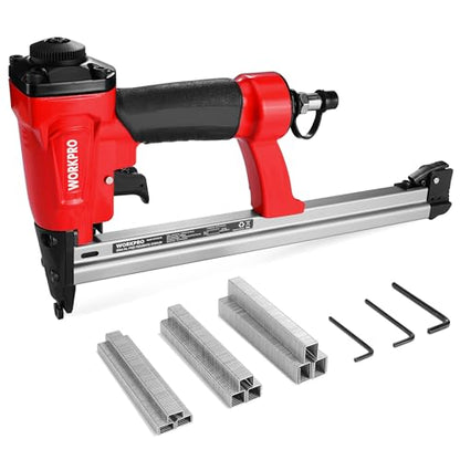 WORKPRO Pneumatic 20 Gauge Staple Gun, Oil-Free T50 Upholstery Stapler - size: 20 Gauge Oil-Free