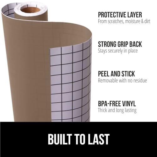 GORILLA GRIP® Peel and Stick Paper, Cabinet Liner, 17.5"x10' Dark Beige - color: Beige, size: 120"w X 17.5"l