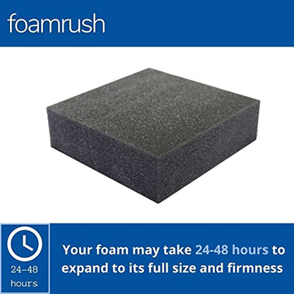 FoamRush 6" x 18" x 42" Charcoal High Density Upholstery Foam Cushion (Upholstery Sheet, Foam Padding, Seat Replacement, Chair Cushion Replacement, Square Foam, Wheelchair Seat Cushion) Made in USA - color: Charcoal Foam, size: 6" x 18" x 42"