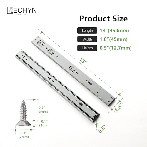 1 Pair Soft Close Drawer Slides 18 Inch, Heavy Duty 3 Fold Full Extension Ball Bearing Self Closing Drawer Rails Side Mount for Kitchen Cabinet Drawer, Dresser, 100 LB Capacity - size: 18 Inch (450mm), style: 1 Pair