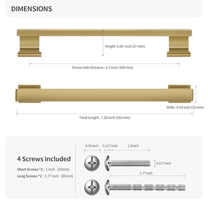 Lardmon 10 Pack 6.3 Inch(160mm) Hole Center Brushed Champagne Bronze Kitchen Cabinet Handles Modern Cabinet Pulls Kitchen Cabinet Hardware Solid Drawer Pulls for Dresser, Tot. Length 7.28 Inch - color: Champagne Bronze, size: 6.3 Inch Hole Center