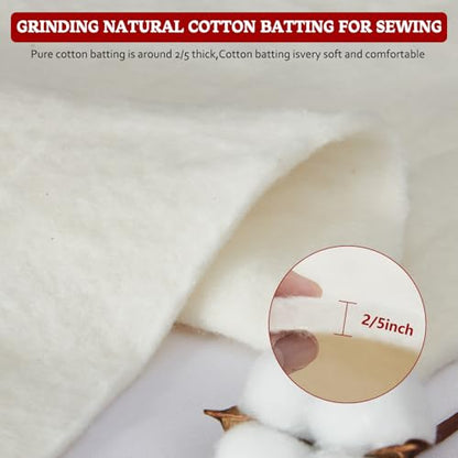 RRKTP Cotton Batting for Quilting，200 g/m² Lightweight Quilt Batting Crib Size，Natural All Season Comfort Cotton Stuffing, Sewing Handmade & DIY Crafts 50"×60" - size: 50×60
