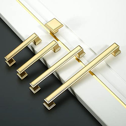 Amerdeco 10 Pack Brushed Gold Cabinet Pulls 3 Inch Hole Center Drawer Pulls Cabinet Hardware Solid Kitchen Cabinet Handles for Bathroom Drawer Pulls Dresser Pulls ZH0001 - color: Brushed Gold, size: 3" hole center, style: 10 Pack