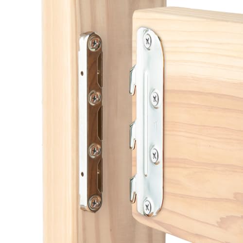 POWERTEC Surface Mounted Bed Rail Brackets 4PK, Bed Frame Hardware w/ Mounting Screws for Bed Frame/Head Board/Footboards, No-Mortise Bed Hardware (71425) - size: Set of 4