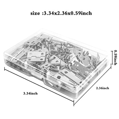 60 Pcs Small Hinges for Wooden & Jewelry Box, Silver, 2 Sizes - color: Silver, size: 60pcs(20P 24*16mm+40P 18*15mm)