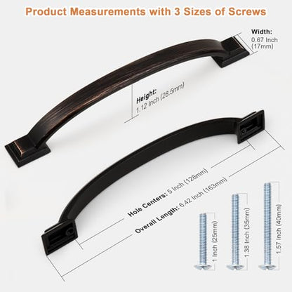 Probrico 30 Pack 5 Inch Oil Rubbed Bronze Cabinet Pulls Solid Zinc Alloy - color: Oil Rubbed Bronze, size: 5" Hole Center(128mm)