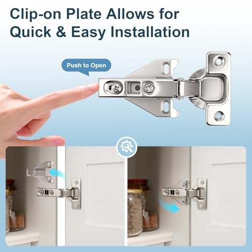 KNOBWELL Kitchen Cabinet Door Hinges Full Overlay Hidden Hinges, 1 Pair