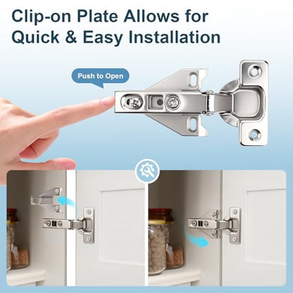 KNOBWELL Kitchen Cabinet Door Hinges Full Overlay Hidden Hinges, 1 Pair