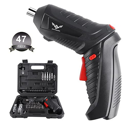 JENABOM Cordless Electric Screwdriver Set, 3.6V,47 in 1 Rechargeable - color: Dark Black