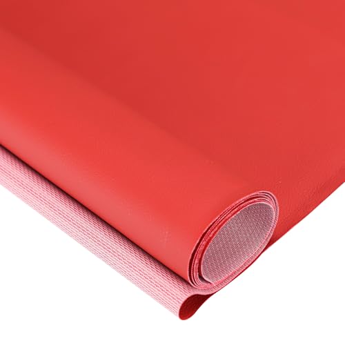 Faux Leather, Marine Vinyl PVC Leather for DIY Upholstery, Sofa Car Boat Seat Repair, Waterproof & Easy to Clean, Red (1 FT 55x12 Inch) - color: Red, size: 1Ft (55x12inch)
