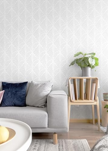 Safiyya Peel and Stick Wallpaper Boho Contact Paper 17.3"x393" Light Grey Geometric Modern Wall Paper Self Adhesive Removable Wallpaper for Bedroom Vinyl Rolls - color: Grey and White, size: 17.3" x 393"