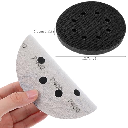 140Pcs 5 Inch Sanding Discs Hook & Loop Sandpaper 8 Holes Orbital Sandpaper