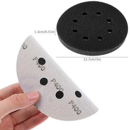 140Pcs 5 Inch Sanding Discs Hook & Loop Sandpaper 8 Holes Orbital Sandpaper