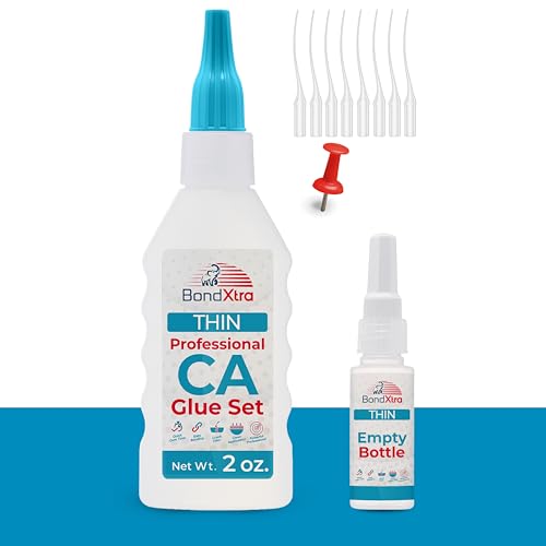 2 oz PremiumThin Viscocity CA Glue for Woodworking, Caps and Microtips, Super Glue Kit for Woodturning, Plastic, Wood and DIY Craft-1 Pack - size: 2 oz, style: THIN