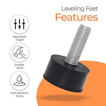 M8 Rubber Adjustable Furniture Leveler，8 Pack Leveling Feet Screws in Threaded, Feet Levelers Screw On Furniture Glide Leveling for Table, Chair, Furniture Legs - size: M8 Thread, 8 Pack