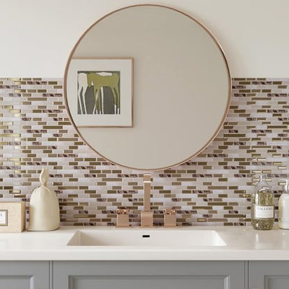 CRE8TIVE 4 Sheets Brown Peel and Stick Backsplash for Kitchen, 12"x12" Back Splash Stick on Tiles, Waterproof Self Adhesive Backsplash for Bathroom, Laundry Room, Fireplace, Metallic & Marble Design - size: 12"x12" (4-Sheets)