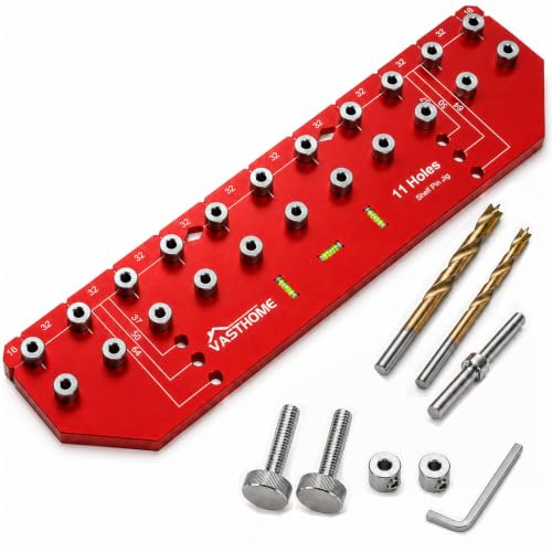 VASTHOME 11 Holes Shelf Pin Jig - 1/4" (6mm) & 5mm Shelf Holes Drilling Jig - size: 11 Holes