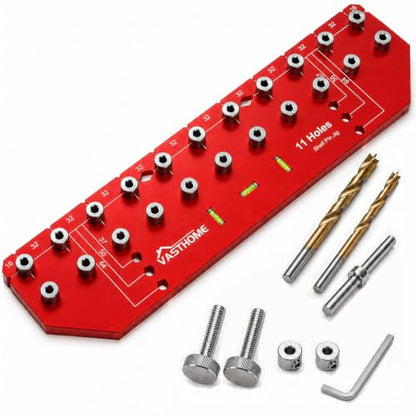 VASTHOME 11 Holes Shelf Pin Jig - 1/4" (6mm) & 5mm Shelf Holes Drilling Jig - size: 11 Holes