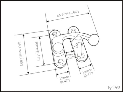 QCAA Zinc Die Cast Hook HASP Latch, Vintage Style, Right Latch Lock, 39mm x 46mm (1.53" x 1.81"), Brass Plated, Made in Taiwan, 8 Pack