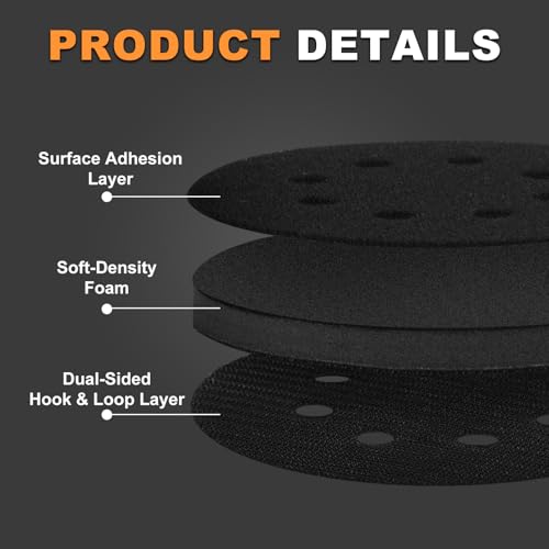 5-Inch 8-Hole Interface Pad:4 Pack Hook and Loop Foam Sanding Discs Backing Pads Replacement for Random Orbital Sander,Soft Density Sponge Round Cushion Buffer - style: 5" 8 Hole Interface Pad