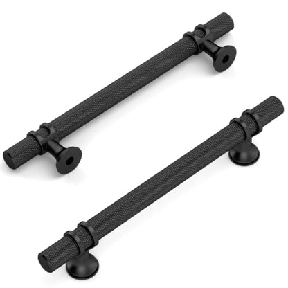 Amerdeco 10 Pack Knurled Matte Black Cabinet Pulls 3.75 Inch Hole Center Kitchen Cabinet Handles for Drawer, Cupboard and Wardrobe ZH0025 - color: Matte Black, size: 3.75"/96MM Hole Center, style: 10 Pack