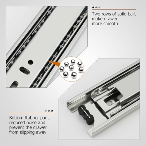 LONTAN 10 Pairs Side Mount Drawer Slides 12 Inch Heavy Duty Cabinet Rails - color: Silver, size: 12 Inch - Drawer Slide
