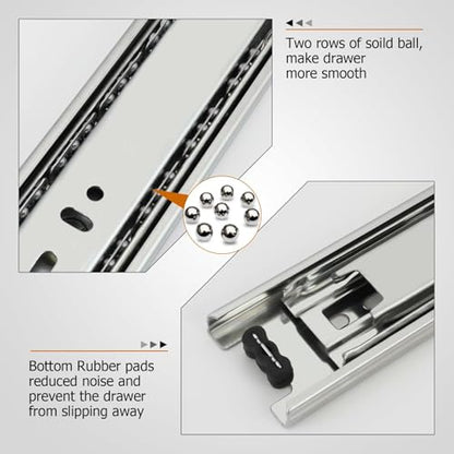 LONTAN 10 Pairs Side Mount Drawer Slides 14 Inch Heavy Duty Cabinet Rails - color: Silver, size: 14 Inch - Drawer Slide
