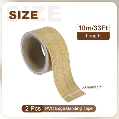uxcell 2Pcs 2" x 33 ft PVC Edge Banding Tape, Light Oak - color: Light Oak, size: 2" x 33 ft